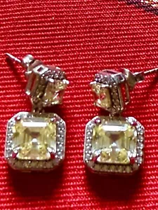 QVC Diamonique Canary Yellow Earrings. - Picture 1 of 3