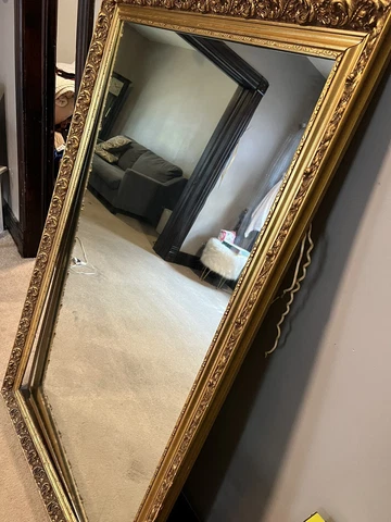 Large and Fantastic Late 17th Century Carved Gilt Or Oakwood Rectangular Mirror Cover
