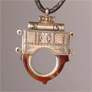 13484 #Tuareg Amulet Silver Carnelian Pendant Gri Touareg Niger - Picture 1 of 8