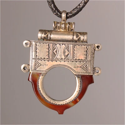 13484 #Tuareg Amulet Silver Carnelian Pendant Gri Touareg Niger - Image 1 of 4