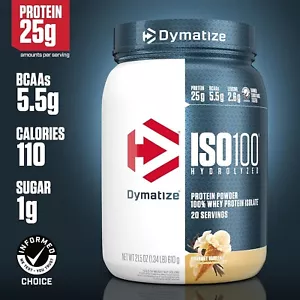 Dymatize ISO100 hydrolysiertes Molkenisolat 25 g Proteinpulver Vanilleprotein 21,5 oz - Bild 1 von 15