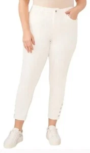 CeCe Women's Mod White Pearl Trim Skinny Jeans sz 20W 42 x 27 dv32 - Picture 1 of 3