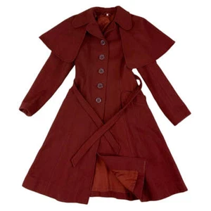Vintage Maroon Cape Long Wool Coat 6 8 - Picture 1 of 3