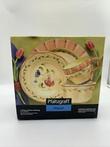 Pfaltzgraff Napoli Four Piece Place Setting Set Stoneware Floral Flowers NIB - Picture 1 of 4