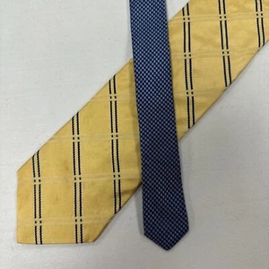Tommy Hilfiger USA Men's Golden Yellow Plaid Silk Contrast Tie $98 - Picture 1 of 11
