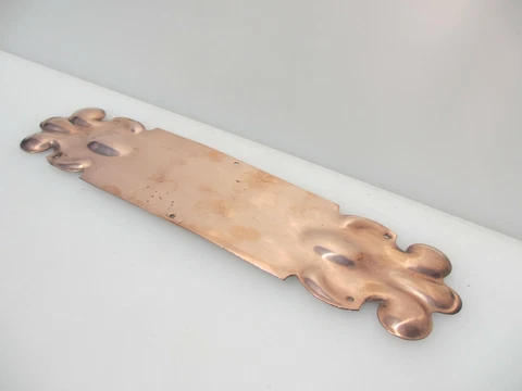 Antique Copper Finger Plate Push Door Handle Rococo Vintage Art Nouveau Old 1901 Cover