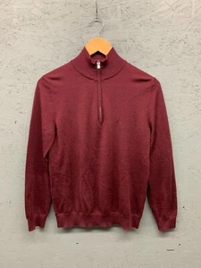 Peter Millar Merino Wool Silk Cashmere Quarter Zip Sweater Burgundy Size M Flaw - Picture 1 of 8