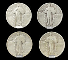 4- 1916-1930 Standing Liberty Quarter %90 Silver Full Dates (Random) - 4 Coins