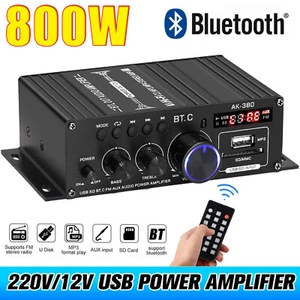 800W bluetooth Stereo Amplifier Amp HIFI Audio Radio 2CH USB AUX FM Car Home UK - Picture 1 of 14