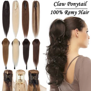 100% Virgin Human Hair Jaw Claw Clip In Ponytail Hair Extensions Real Thick G162 - Picture 1 of 20