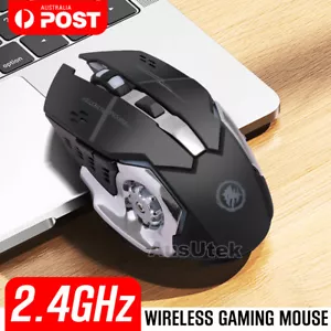 2.4GHz Wireless Rechargeable USB Optical Ergonomic LED Light Gaming Mouse - Picture 1 of 11