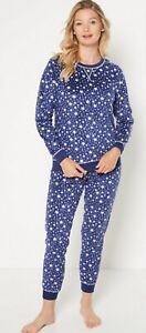 Navy Star Print Fleece PJs Pyjama Set Plus Size 24/26 *BRAND NEW IN PACKET*