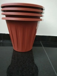 Garden Plant Pots, 3Pk,height 21cm, Terracotta Colour Outdoor Pots, Lightweight - Picture 1 of 4