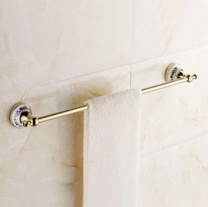 Gold Color Brass Wall Mount Single Towel Bar Holder Bathroom Accessories fba254 - Picture 1 of 8