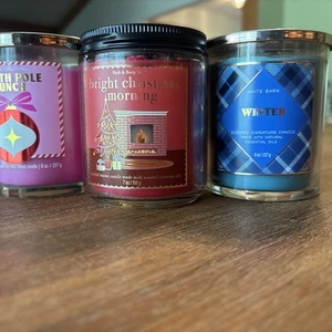 Lot Of 3 Bath & Body Works Christmas/Winter Varied Scent Single Wick Candles 7oz - Picture 1 of 5