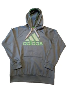 Herren ADIDAS grau LS Mikrofaser Body großes Logo Kängurutasche Hoodie Gr. M - Bild 1 von 4
