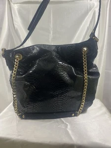 Michael Kors Black Snake Skin Print shoulder bag/purse Tote Bag EUC - Picture 1 of 12
