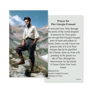 Prayer to Walk with Saint Pier Giorgio Frassati - Paperstock Holy Card 5P-5018 - Picture 1 of 1