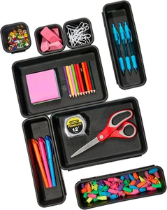 Paquete de contenedores de enclavamiento de 8 piezas para organización de cajones, basura de enclavamiento de plástico - Imagen 1 de 12