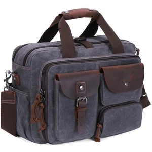 Laptop Bag Briefcase 17.3 Inch Laptop Case Messenger Bag for Men Waxed Canvas... - Picture 1 of 7