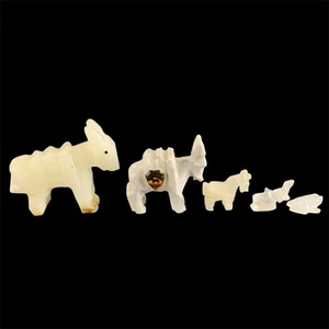 Lot Of 5 Carved White Onyx Agate Mix of Animal Figurines Donkey  Frog - Picture 1 of 8