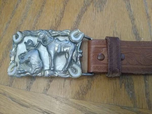 Vintage Child's 26 Sterhide Capitol Hand Tooled Leather Cowboy Western Belt - Picture 1 of 16