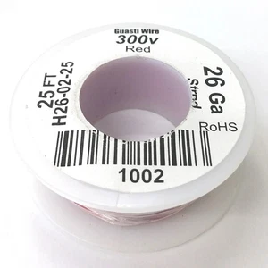 H26-02-25 25 Fuß 26 AWG ROT Litze elektronischer Anschluss 300 V Kabel UL1007 80C - Bild 1 von 1