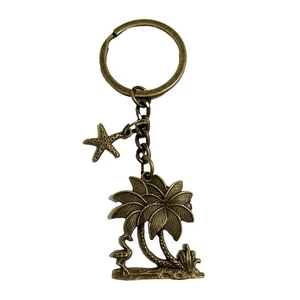 FLAMINGO Palm Tree Star Charms Key Chain Ring Keychain Keyring - Picture 1 of 3