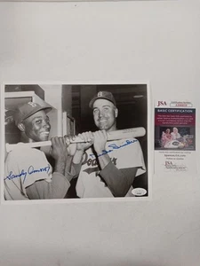 Duke Snider & Sandy Amoros Brooklyn Dodgers Signed B &W 8x10 Photo JSA - # - Picture 1 of 4