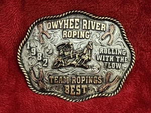 Rodeo☆1982☆Team Roping X-TREME Champion Trophy Buckle☆Owyhee River☆Rare☆W36 - Picture 1 of 14