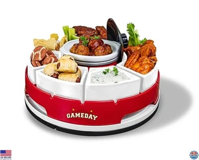 Nostalgia Gameday Heated Slow Cooker and Lazy Susan Serving Set for Parties, - Image 1 of 4