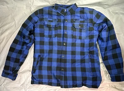 万斯皮革美国摩托车法兰绒衬垫肘部/背部防风拉链蓝色 — 第 1/4 张图片