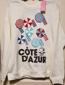 Peanuts Snoopy Cote d'Azur Graphic Women's Sweatshirt Size LARGE - NEW - Picture 1 of 5
