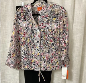 Heart of Palms Women Size 18 Blouse Top Jacket Drawstring Waist Red Navy Yellow - Picture 1 of 7