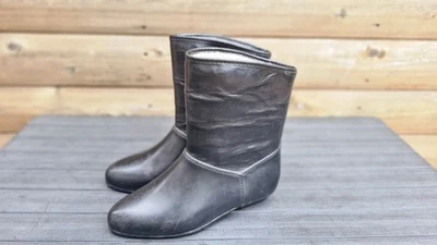 VINTAGE ? PAIR WOMENS DAFNA BLACK RUBBER WATERPROOF ANKLE HORSE RIDING BOOTS  6 - Image 1 of 4