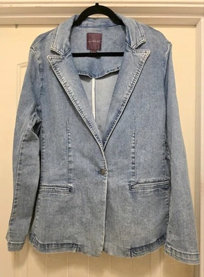 Blazer/chaqueta de mezclilla para mujer Gloria Vanderbilt con un botón delantero nueva con etiquetas talla XL azul Foto 1 de 4