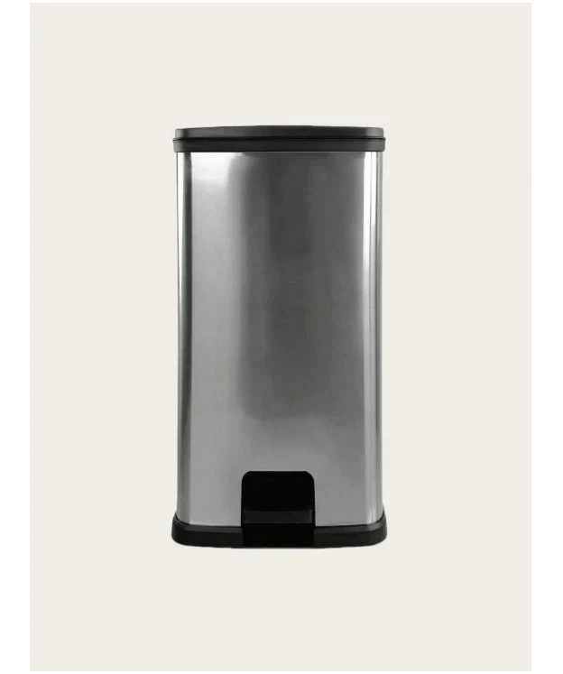 13.2 Gallon Trash Can, Plastic Step-On Kitchen Trash Bin with Lid, Silver - Image 1 of 4