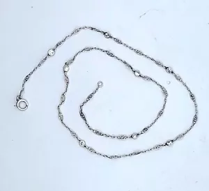 Antike ausgefallene & einzigartige Platin Kette & 8 Diamant Stationen 14 Zoll Fußkettchen Nachlass - Bild 1 von 9
