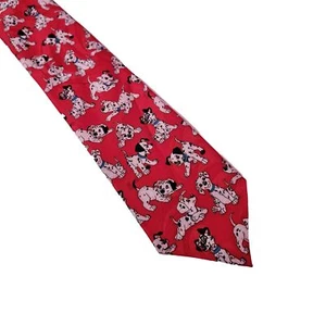 Disney Neck Tie 101 Dalmatians Red Polyester Made In Korea 54" L 3.75" W - Picture 1 of 4