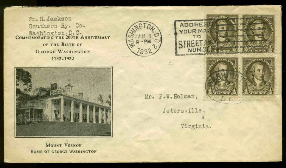 U.S. FDC #704 Plnaty #P3 1st Rice Cachet Washington, DC George Washington Set - Image 1 of 1
