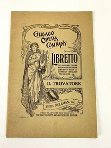 Chicago Opera Company Libretto IL Trovatore Fred Rullman Giuseppe Verdi Ephemera - Picture 1 of 7