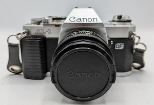 Canon AL-1 QF 35mm Film Camera & Canon 50mm Lens WORKS BROKEN BATTERY DOOR - Picture 1 of 13