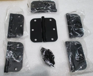 6 Pack Matte Black Door Hinges 3.5 Inch 5/8" Radius with Screws - Picture 1 of 3