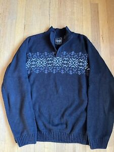 Chaps Ralph Lauren Sweater Men’s Size Medium Cotton Pullover Argyle Black/Gray