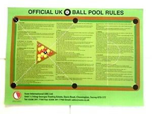 OFFICIAL UK 8 BALL POOL TABLES ROOM 1-9 RULES SHEET / POSTER