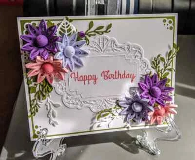 3D Quilling Card, Quilled Anniversary / Birthday Card / Mother's Day Card - Image 1 of 4