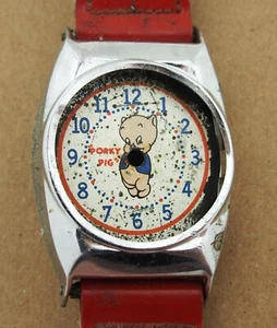 Vintage Ingraham Porky Pig Character Watch Case Band & Dial for Parts - Picture 1 of 4