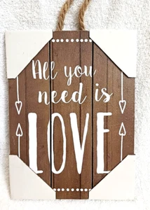 All You need is LOVE Decorative Painted Wood Wall Sign, 6.5"x 8.5", NEW, Walmart - Picture 1 of 5