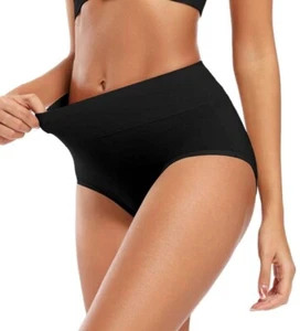 4 Pairs Molasus Womens Cotton Underwear Large High Waisted Full Coverage Black - Picture 1 of 3