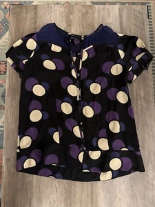 Marc Jacobs Silk Puff Sleeve Polka Dot Blouse Size 2 Button Up Button Down - Picture 1 of 5